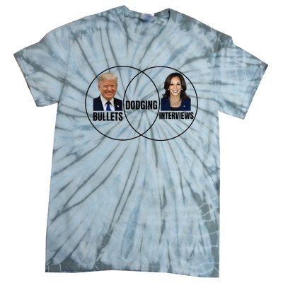 Trump Dodging Bullets Interviews Kamala Venn Diagram Tie-Dye T-Shirt