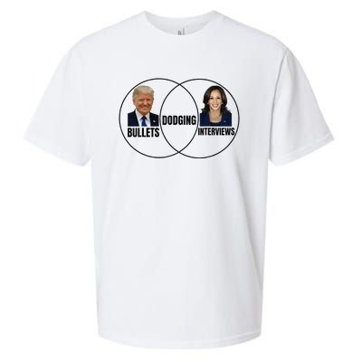 Trump Dodging Bullets Interviews Kamala Venn Diagram Sueded Cloud Jersey T-Shirt