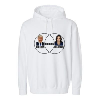 Trump Dodging Bullets Interviews Kamala Venn Diagram Garment-Dyed Fleece Hoodie