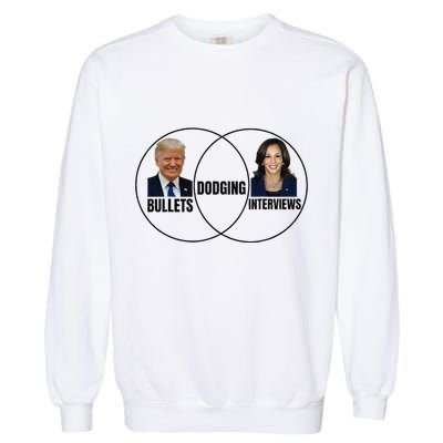 Trump Dodging Bullets Interviews Kamala Venn Diagram Garment-Dyed Sweatshirt