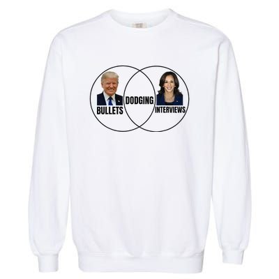 Trump Dodging Bullets Interviews Kamala Venn Diagram Garment-Dyed Sweatshirt