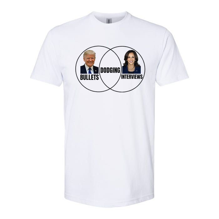 Trump Dodging Bullets Interviews Kamala Venn Diagram Softstyle CVC T-Shirt