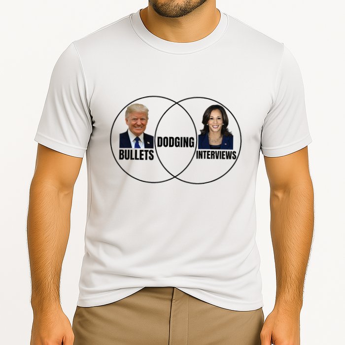 Trump Dodging Bullets Interviews Kamala Venn Diagram Performance Shirt
