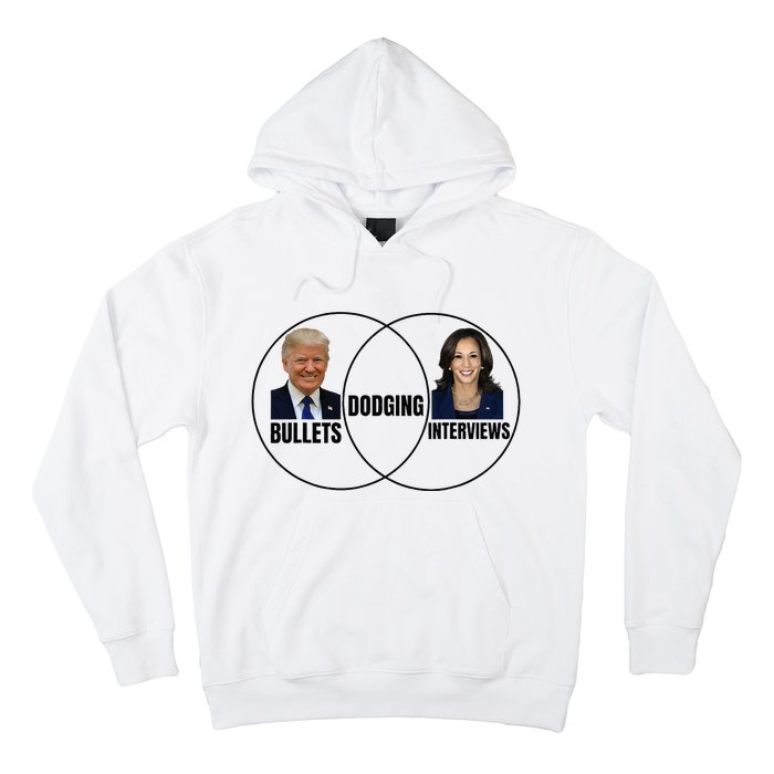 Trump Dodging Bullets Interviews Kamala Venn Diagram Hoodie