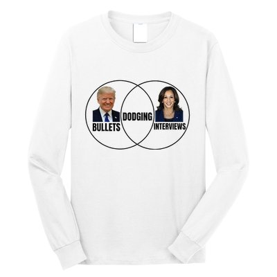 Trump Dodging Bullets Interviews Kamala Venn Diagram Long Sleeve Shirt