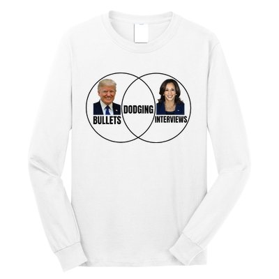 Trump Dodging Bullets Interviews Kamala Venn Diagram Long Sleeve Shirt