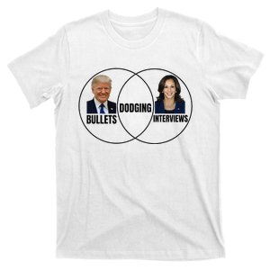 Trump Dodging Bullets Interviews Kamala Venn Diagram T-Shirt