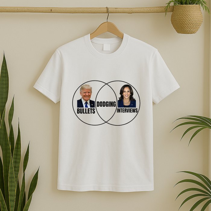 Trump Dodging Bullets Interviews Kamala Venn Diagram T-Shirt