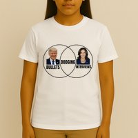 Trump Dodging Bullets Interviews Kamala Venn Diagram T-Shirt