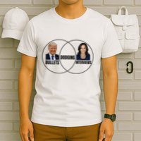Trump Dodging Bullets Interviews Kamala Venn Diagram T-Shirt