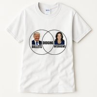 Trump Dodging Bullets Interviews Kamala Venn Diagram Tall T-Shirt