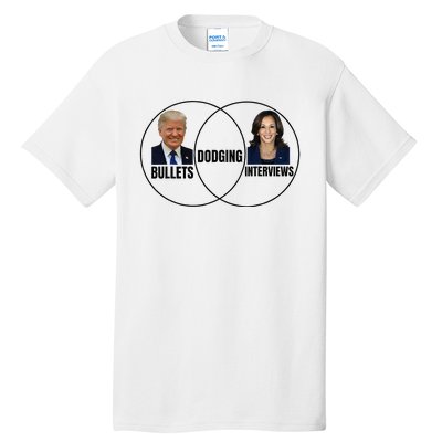 Trump Dodging Bullets Interviews Kamala Venn Diagram Tall T-Shirt