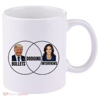 Trump Dodging Bullets Interviews Kamala Venn Diagram 11oz C Handle Ceramic Mug