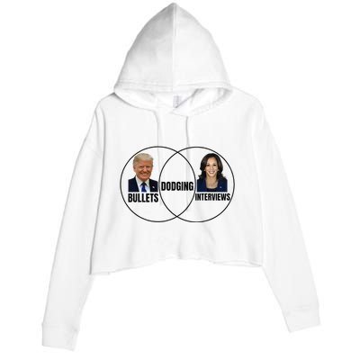 Trump Dodging Bullets Interviews Kamala Venn Diagram Crop Fleece Hoodie