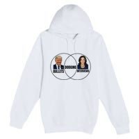 Trump Dodging Bullets Interviews Kamala Venn Diagram Premium Pullover Hoodie