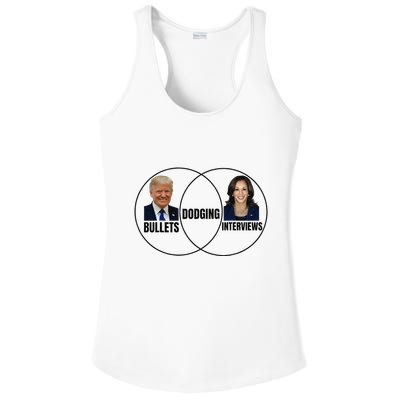 Trump Dodging Bullets Interviews Kamala Venn Diagram Ladies PosiCharge Competitor Racerback Tank