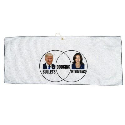 Trump Dodging Bullets Interviews Kamala Venn Diagram Large Microfiber Waffle Golf Towel