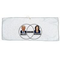 Trump Dodging Bullets Interviews Kamala Venn Diagram Large Microfiber Waffle Golf Towel
