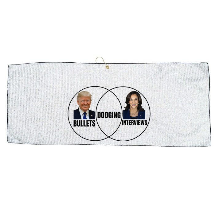 Trump Dodging Bullets Interviews Kamala Venn Diagram Large Microfiber Waffle Golf Towel