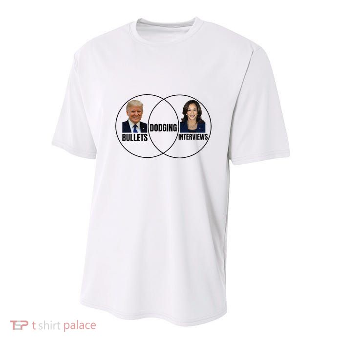 Trump Dodging Bullets Interviews Kamala Venn Diagram Youth Performance Sprint T-Shirt