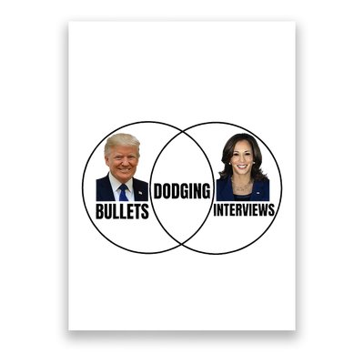 Trump Dodging Bullets Interviews Kamala Venn Diagram Poster