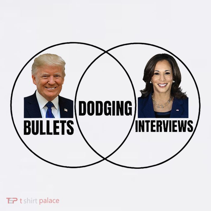 Trump Dodging Bullets Interviews Kamala Venn Diagram Poster