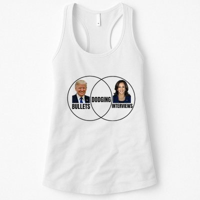 Trump Dodging Bullets Interviews Kamala Venn Diagram Womens Tank Top