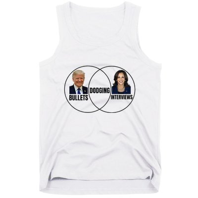 Trump Dodging Bullets Interviews Kamala Venn Diagram Tank Top