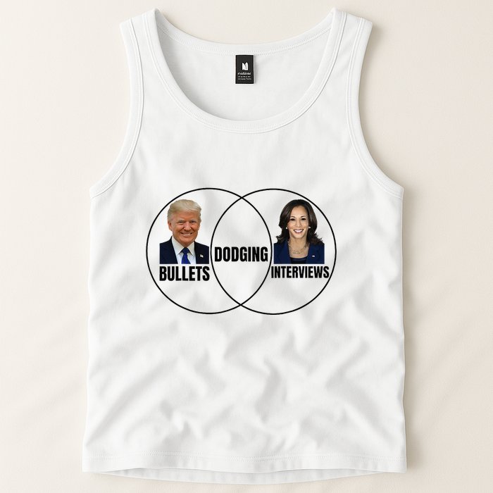 Trump Dodging Bullets Interviews Kamala Venn Diagram Tank Top