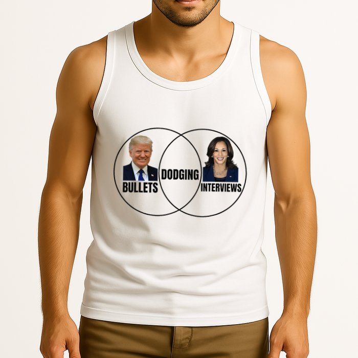 Trump Dodging Bullets Interviews Kamala Venn Diagram Tank Top