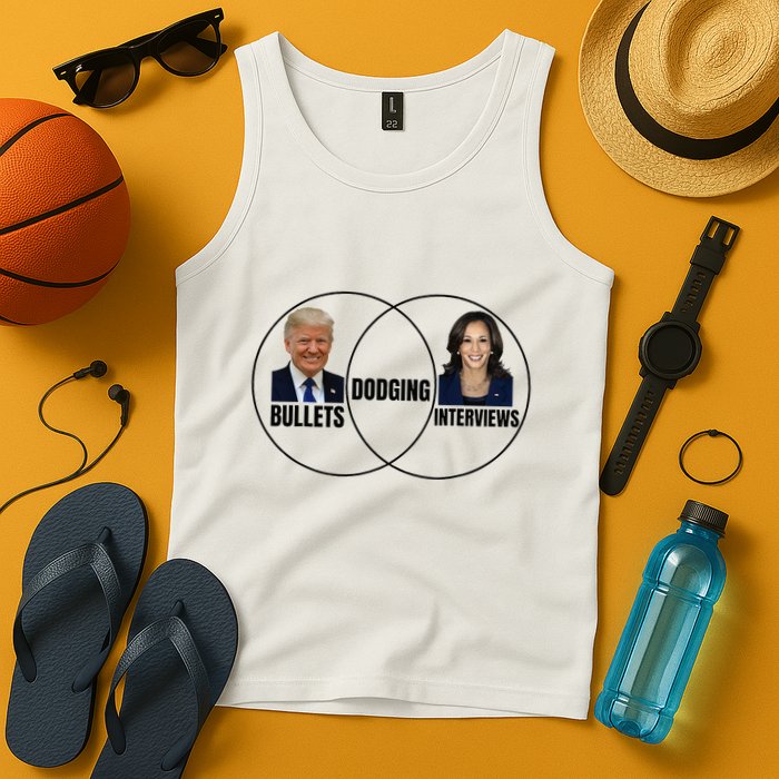 Trump Dodging Bullets Interviews Kamala Venn Diagram Tank Top