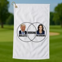 Trump Dodging Bullets Interviews Kamala Venn Diagram Golf Towel