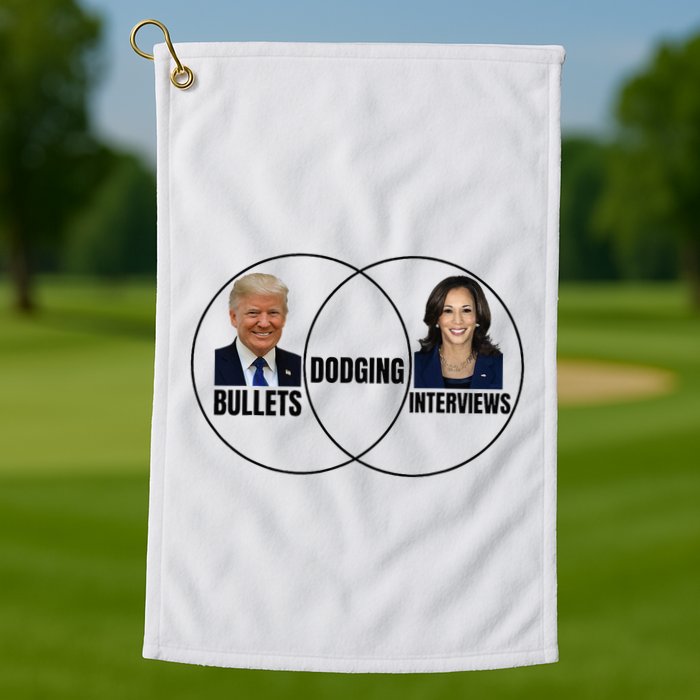 Trump Dodging Bullets Interviews Kamala Venn Diagram Golf Towel
