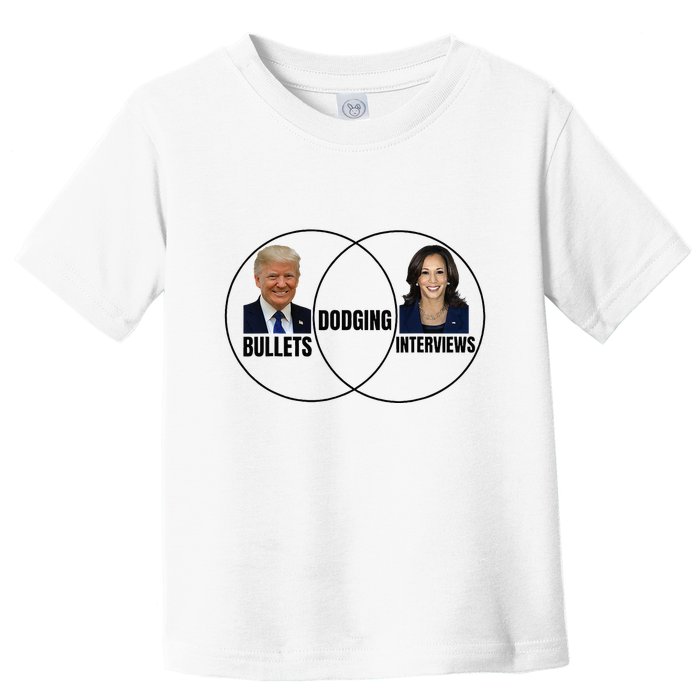 Trump Dodging Bullets Interviews Kamala Venn Diagram Toddler T-Shirt