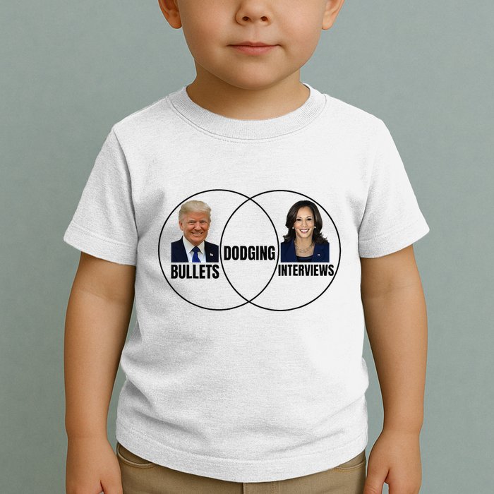 Trump Dodging Bullets Interviews Kamala Venn Diagram Toddler T-Shirt