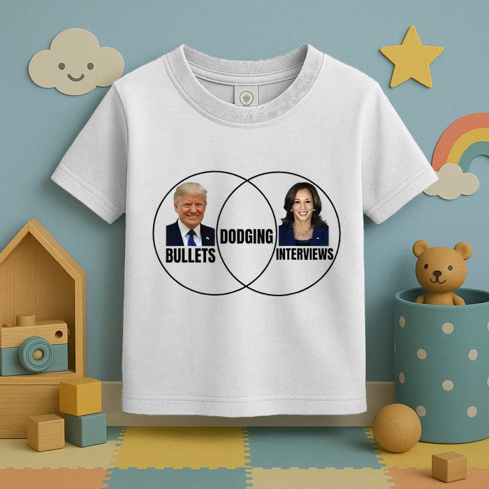 Trump Dodging Bullets Interviews Kamala Venn Diagram Toddler T-Shirt