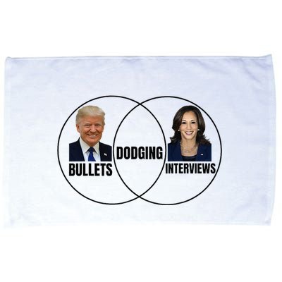 Trump Dodging Bullets Interviews Kamala Venn Diagram Microfiber Hand Towel