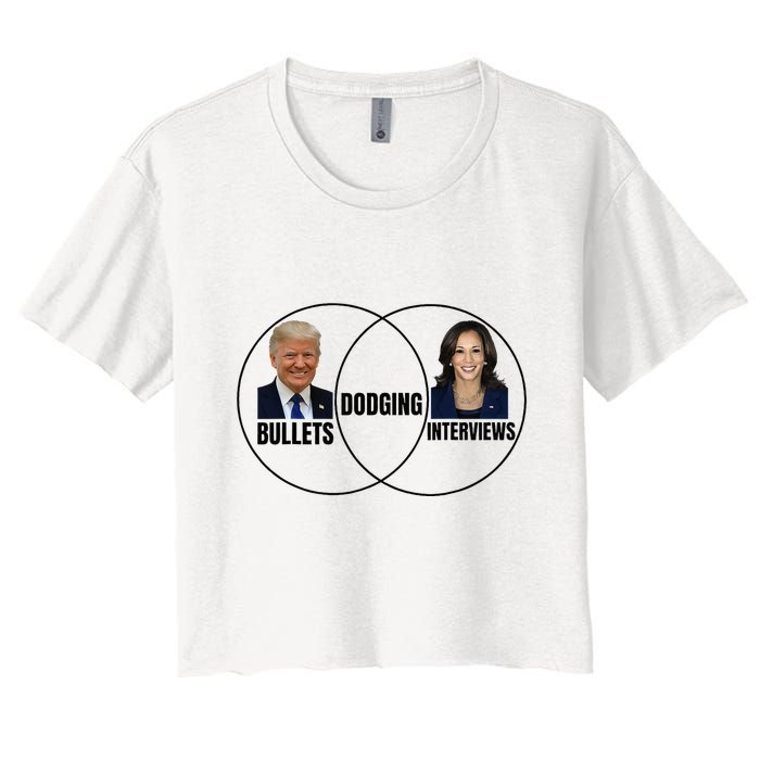Trump Dodging Bullets Interviews Kamala Venn Diagram Crop Top