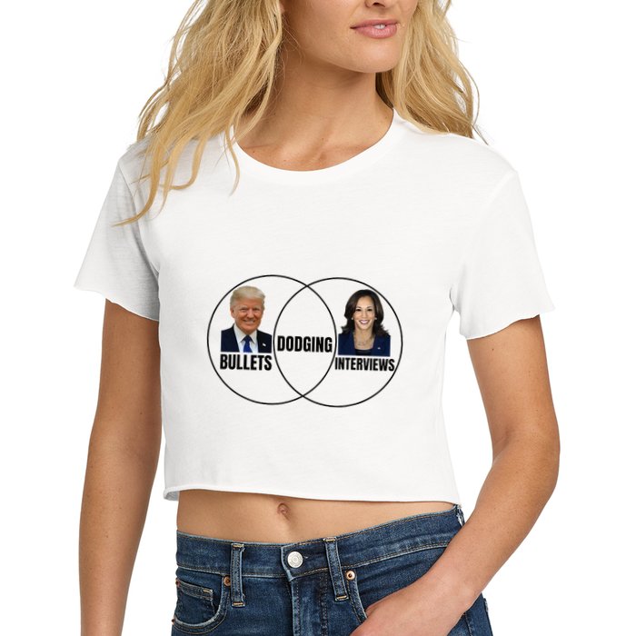 Trump Dodging Bullets Interviews Kamala Venn Diagram Crop Top