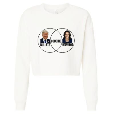 Trump Dodging Bullets Interviews Kamala Venn Diagram Cropped Pullover Crew