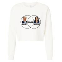 Trump Dodging Bullets Interviews Kamala Venn Diagram Cropped Pullover Crew