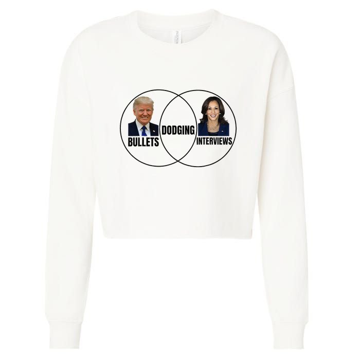 Trump Dodging Bullets Interviews Kamala Venn Diagram Cropped Pullover Crew
