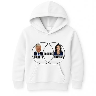 Trump Dodging Bullets Interviews Kamala Venn Diagram Kids Hoodie