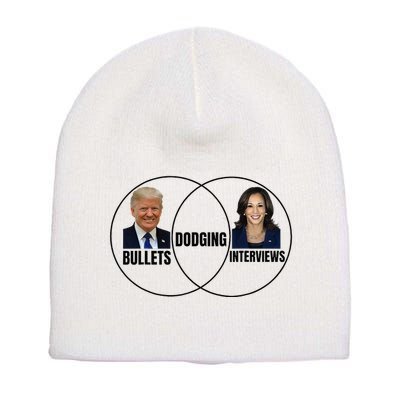 Trump Dodging Bullets Interviews Kamala Venn Diagram Short Acrylic Beanie