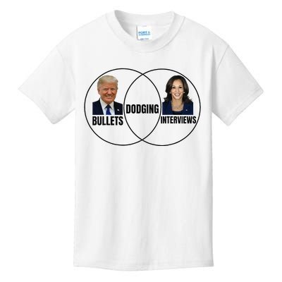 Trump Dodging Bullets Interviews Kamala Venn Diagram Kids T-Shirt