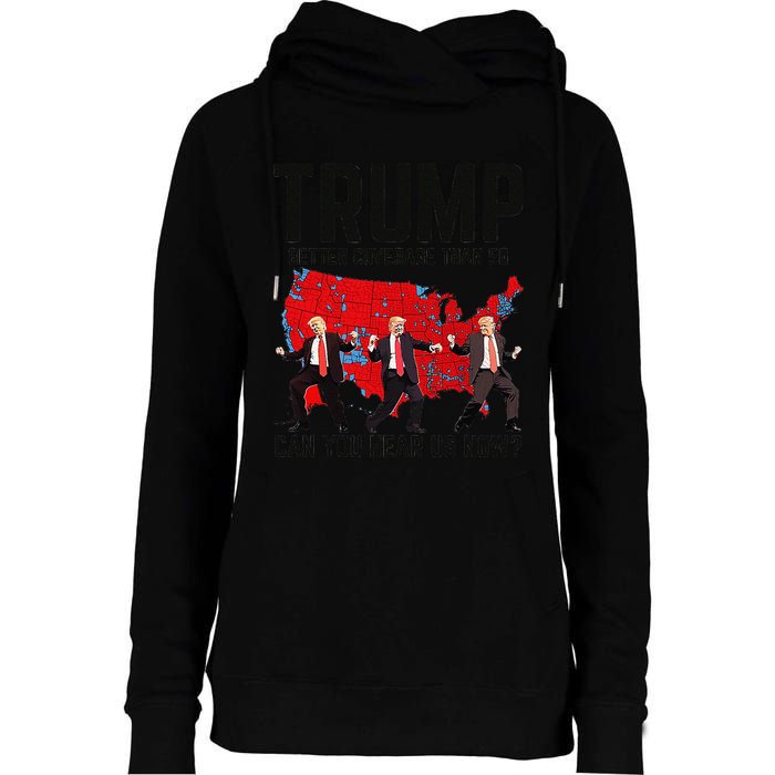 Trump Dance Better Coverage Than 5g Can You Hear Us Now Womens Funnel Neck Pullover Hood