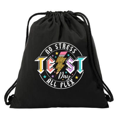 Testing Day Bruh No Stress All Flex Teacher Student Drawstring Bag