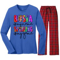 Tie Dye Busia Is My Name Spoiling Is My Game Mothers Day Gift Women's Long Sleeve Flannel Pajama Set 