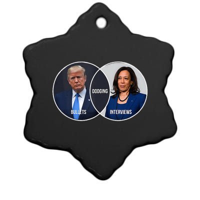 Trump Dodging Bullets Interviews Kamala Venn Diagram Ceramic Star Ornament