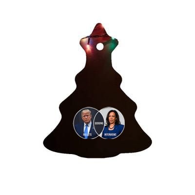 Trump Dodging Bullets Interviews Kamala Venn Diagram Ceramic Tree Ornament